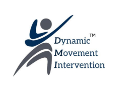 Logo Dynamic Movement Intervention s abstraktní postavou v pohybu